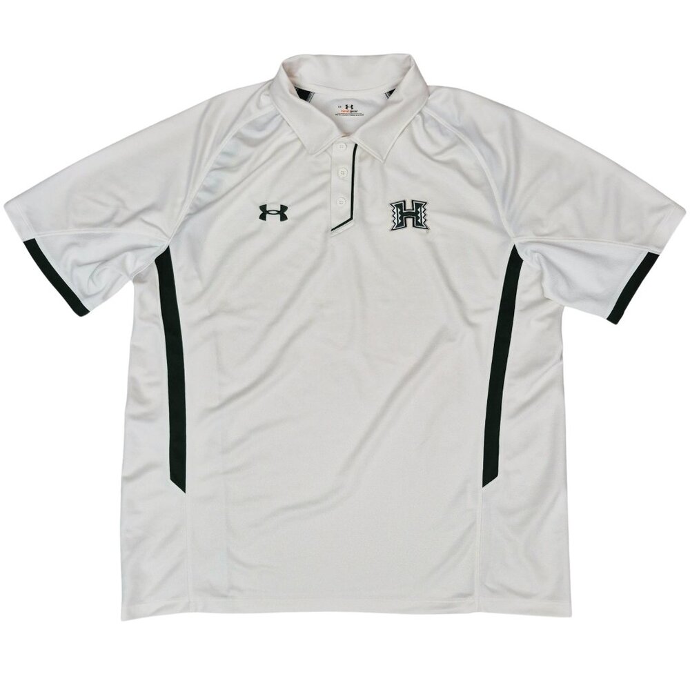 Under Armour Heat Gear Hawaii Men's L Golf Polo Shirt Short Sleeve White & Green